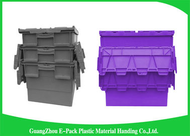 Customzizedのプラスチック移動箱は倉庫のためにふたの容器を付けた