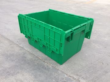 黄色いプラスチック収納用の箱は交通機関のために積み重なったふたを付けた