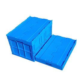 600*400*368 Mmの兵站学の折りたたみプラスチックの箱はふたの青い色を付けた