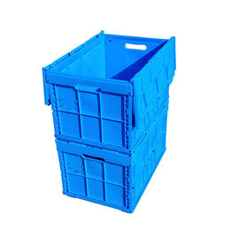 600*400*368 Mmの兵站学の折りたたみプラスチックの箱はふたの青い色を付けた