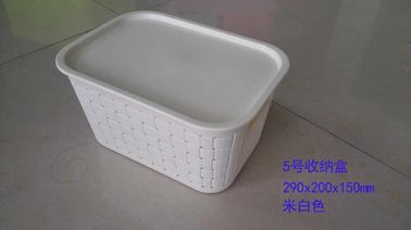 ふた/大きいプラスチック収納用の箱が付いている黄色いプラスチック貯蔵容器
