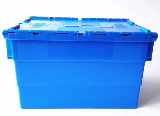 ブルー グレーのふたが付いている緑60Lプラスチック貯蔵容器