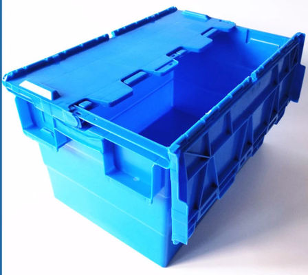 ブルー グレーのふたが付いている緑60Lプラスチック貯蔵容器